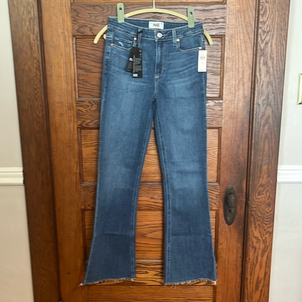 Paige High Rise Laurel Canyon 32in Raw Hem Jeans size 27